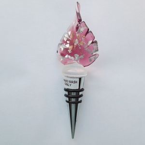 NIB Glass Leaf Design Wine Stopper
